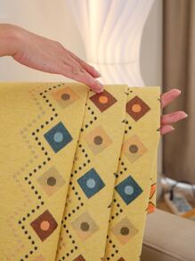 1pc Geometric Jacquard Anti-slip Sofa Towel - Yellow - View 7