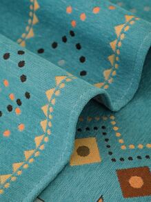 1pc Geometric Design Anti-slip Sofa Towel - Green - View 4