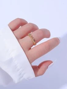 Cubic Zirconia Decor Cuff Ring - Multicolor - View 1