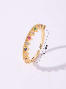 Cubic Zirconia Decor Cuff Ring - Multicolor - View 5