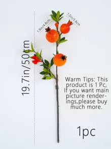 1pc/3pcs/6pcs Artificial Plants, Fake Plants, Artificial Pomegranate Branches, Artificial Pomegranate Berries Branch, Artificial Pomegranate Flowers, Faux Pomegranate, Suitable For Halloween, Mother's Day, Thanksgiving, Autumn Harvest Festival, Home & Office Decor, Living Room, Bedroom, Wedding, Dining, Restaurant, Shop Window, Photography Props, Centerpiece, Spring, Rama Decor - Orange - View 3