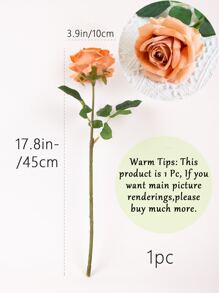 1 件/3 件/6 件，17.8 英寸/45 厘米人造花，人造单茎玫瑰，适用于家居装饰、卧室、镜面装饰、节日礼物、婚礼、秋季装饰、情人节花束、DIY、生日派对装饰、花园装饰、节日装饰、摄影道具、万圣节 - 珊瑚橙 - 查看 4