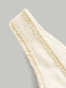 SHEIN MOD 拼接毛邊緣連衣裙 - 白色 - 查看 6