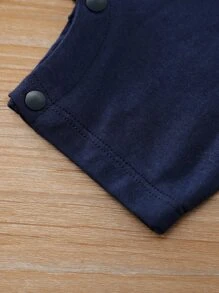 Yierying Baby Boy Cartoon Graphic Romper - Navy Blue - View 3