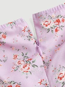 SHEIN MOD 碎花胸部褶皺高衩吊帶洋裝 - 彩色 - 查看 6