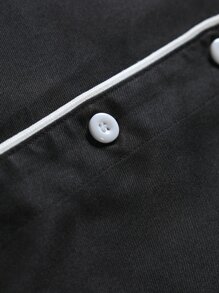 Manfinity Hombres Camisa ribete en contraste con botón