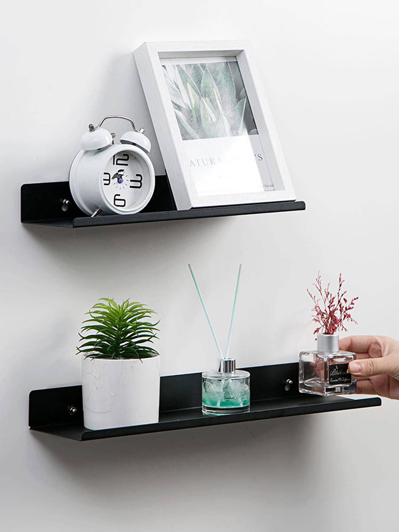 2pcs Wall Mounted Storage Rack - Black - View 1
