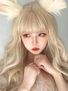 alicegarden Peluca sintética largo rizado con tupe - Dorado - Ver 3