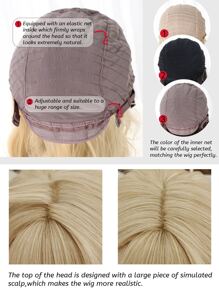 alicegarden Peluca sintética largo rizado con tupe - Dorado - Ver 5