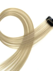 1pc Clip In Long Straight Synthetic Hairpiece - Gold - View 5