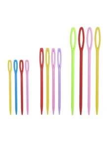 12 piezas Aguja de coser de color al azar de plástico - Multicolor - Ver 1