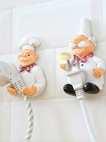 قطعة واحدة خطاف كرتوني لتنظيم سلك الطاقة، خطاف قوي لتعليق قابس المطبخ بدون حاجة للثقب، رف تخزين قابس إبداعي بدون ثقب، التوصيل عشوائي