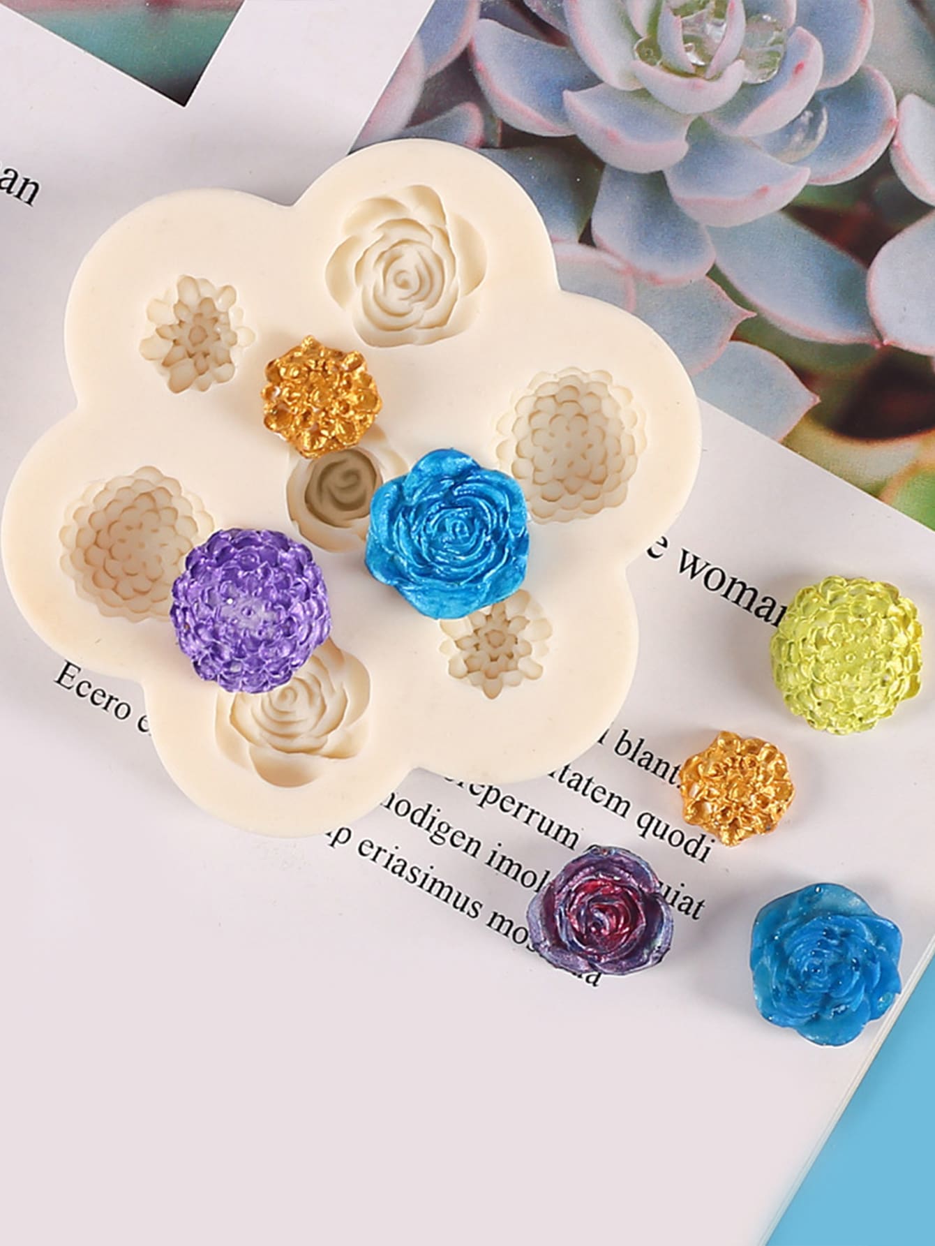 1 khuôn silicon DIY hình hoa - Xám - Xem 1