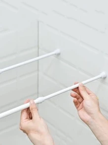 1pc Adjustable Rod, Retractable Rod, Extendable Rod For Hanging Towels Hold Up To 1kg Maximum, Bathroom Rack Holder - White - View 1