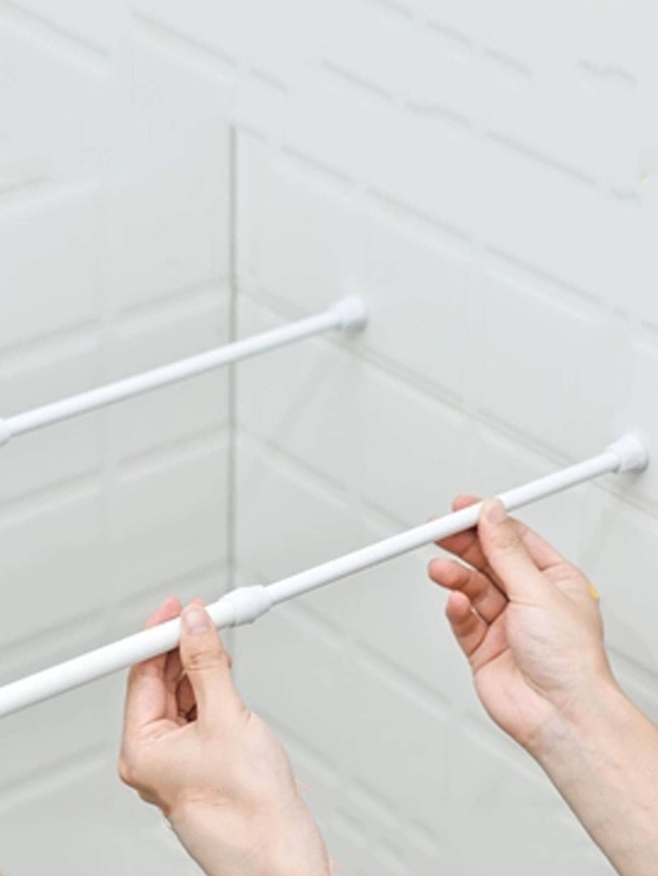 1pc Adjustable Rod, Retractable Rod, Extendable Rod For Hanging Towels Hold Up To 1kg Maximum, Bathroom Rack Holder - White - View 1