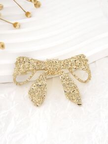 Kẹp tóc Nơ Bướm Kim loại màu trơn Giải trí - Vàng - Xem 2