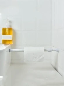 1pc Adjustable Rod, Retractable Rod, Extendable Rod For Hanging Towels Hold Up To 1kg Maximum, Bathroom Rack Holder - White - View 3
