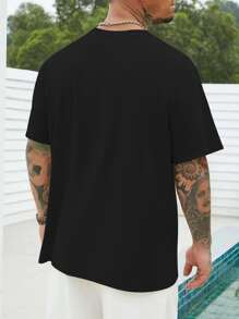 Manfinity Homme 男士標語圖案T恤 - 黑色 - 查看 2