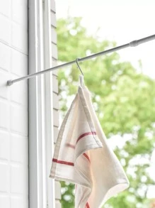 1pc Adjustable Rod, Retractable Rod, Extendable Rod For Hanging Towels Hold Up To 1kg Maximum, Bathroom Rack Holder - White - View 5