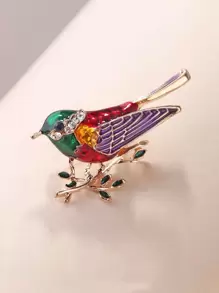 小鳥設計胸針 - 金黃色 - 查看 1