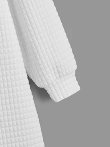 SHEIN EZwear Letter Graphic Drop Shoulder Split Hem Drawstring Hooded Sweatshirt Dress - White - View 3