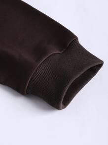 Manfinity Men Slogan Graphic Drop Shoulder Sweatshirt & Drawstring Waist Shorts - Coffee Brown - View 3