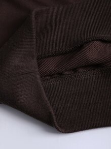 Manfinity Men Slogan Graphic Drop Shoulder Sweatshirt & Drawstring Waist Shorts - Coffee Brown - View 4