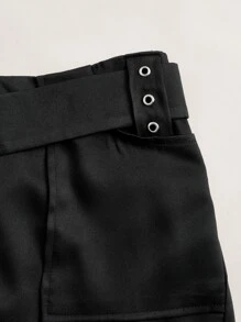 ROMWE Grunge Punk Skort con zip con cintura - nero - Visualizzare 3