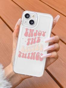1pc Colored English Slogan Printed Phone Case Compatible With IPhone Compatible With IPhone 11,IPhone 13,IPhone 14 Pro Max
