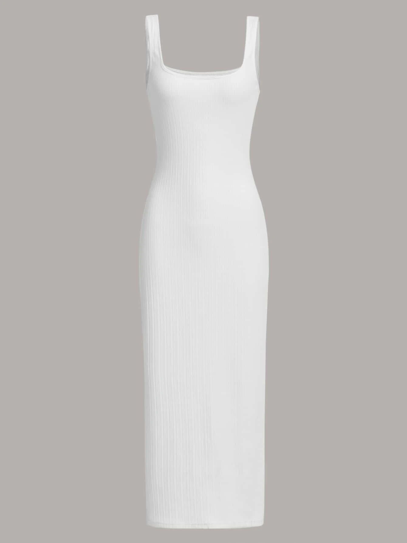 SHEIN EZwear 素色背心連衣裙 - 白色 - 查看 1