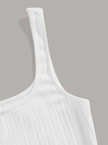 SHEIN EZwear 素色背心連衣裙 - 白色 - 查看 3
