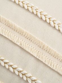 1入組聚酯纜編織流蘇枕套或腰枕套 - 米色 - 查看 4