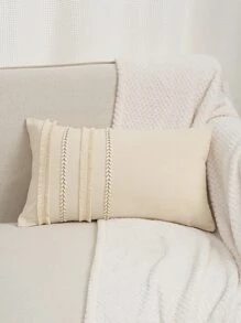 1入組聚酯纜編織流蘇枕套或腰枕套 - 米色 - 查看 7