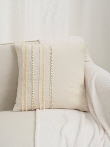1入組聚酯纜編織流蘇枕套或腰枕套 - 米色 - 查看 8