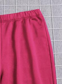 Flirla Plus Solid Elastic Waist Joggers - Hot Pink - View 4