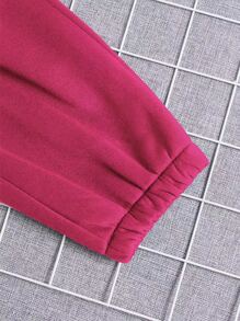 Flirla Plus Solid Elastic Waist Joggers - Hot Pink - View 5