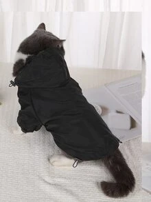 1pc Striped Print Pet Raincoat - Black - View 2