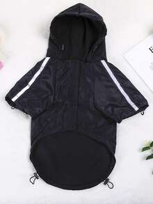 1pc Striped Print Pet Raincoat - Black - View 5