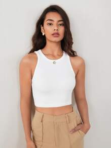 SHEIN BIZwear Canotta a costine cropped abbigliamento da lavoro