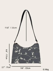Casual Embroidered Floral Embroidered Hobo Bag, For Women, Rookies & White-Collar Workers,For Lady,For Female For Business/Commute/Work/Office,For Festivals/Vacation/Holiday - Black - View 3