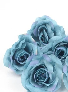 5pcs Artificial Flower, Blue Plastic Fake Flower Head For Home Decor - Blue - View 3