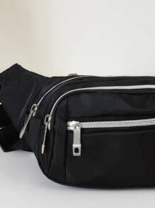 Túi đeo ngực nhiều ngăn cho nữ, Túi đeo thắt lưng du lịch thông thường tối giản, Túi ăn mày màu trơn để đi bộ đường dài, chạy bộ, mua sắm - màu đen - Xem 4