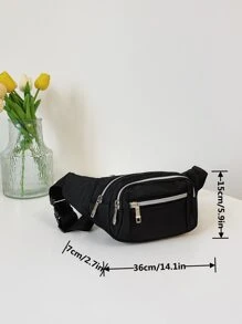 Túi đeo ngực nhiều ngăn cho nữ, Túi đeo thắt lưng du lịch thông thường tối giản, Túi ăn mày màu trơn để đi bộ đường dài, chạy bộ, mua sắm - màu đen - Xem 5
