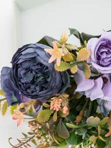 人造牡丹和绣球花束：适合婚礼、生日和家居装饰 - 采用可重复使用的丝质材料制成 - 适合圣诞节、万圣节、感恩节、情人节和毕业典礼 - 不含花瓶 - 紫色 - 查看 5