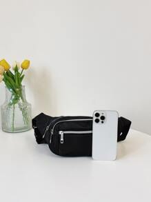 Túi đeo ngực nhiều ngăn cho nữ, Túi đeo thắt lưng du lịch thông thường tối giản, Túi ăn mày màu trơn để đi bộ đường dài, chạy bộ, mua sắm - màu đen - Xem 6