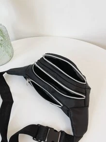 Túi đeo ngực nhiều ngăn cho nữ, Túi đeo thắt lưng du lịch thông thường tối giản, Túi ăn mày màu trơn để đi bộ đường dài, chạy bộ, mua sắm - màu đen - Xem 8