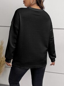 Calvaya Áo thun Plus size Lá thư Giải trí - màu đen - Xem 2