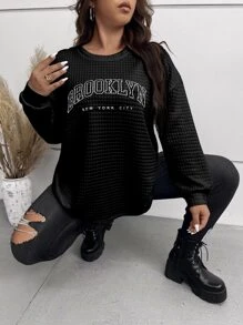 Calvaya Áo thun Plus size Lá thư Giải trí - màu đen - Xem 3