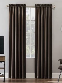 1pc Lime-Green Light Blocking Tranquil Curtain For Study - Lime Green - View 12