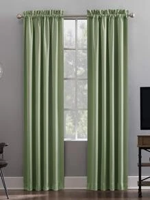 1pc Lime-Green Light Blocking Tranquil Curtain For Study - Lime Green - View 9